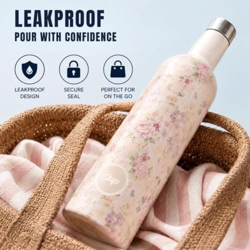 Sup Insulated Wine Bottle 750ml Flowers | Stainless Steel Wine Cooler Bottle — view 4