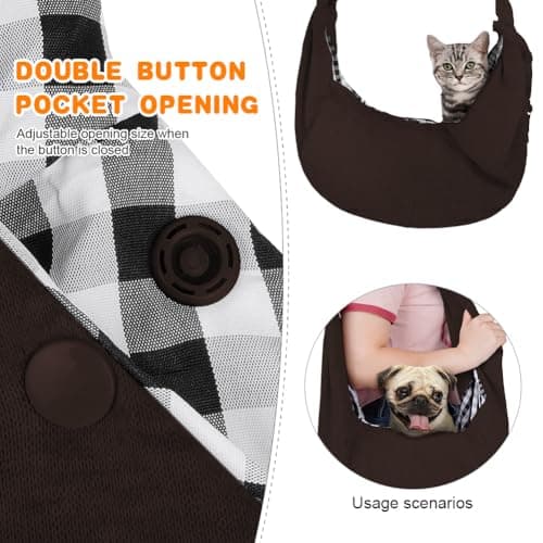 AUYAO Dog Carrier Bag Cat Sling Reversible Hands-Free Pet Carry Sling Puppy Carrier with Adjustable Shoulder Strap Crossbody Satchel Dog Purse with Pocket for Outdoor Walking Travel & Shopping(Brown) — view 5