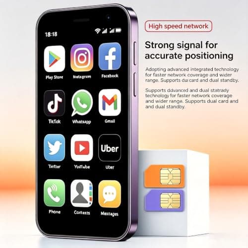 Longben Unlocked Mini Smartphone, 4G Android 10.0, 3.0 Inch Display, Dual SIM, 2MP + 5MP HD Camera, 2000mAh Long-Lasting Battery, Bluetooth/WiFi/facial recognition Phone(Purple 2GB+16GB) — view 2