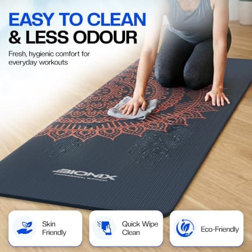 Bionix Yoga Mat Women, Pilates Exercise Workout Home Gym Mat - Printed Blue — view 4