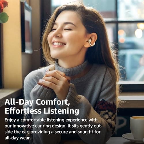 TOZO OpenEarRing Open Ear Headphones, Clip On Earphones, Lightweight Comfort Wireless Open Ear Earbuds with Smart Digital Display, 40H, IPX5 Waterproof, Bluetooth 5.4 for Running Gym Outdoor Sports — view 2