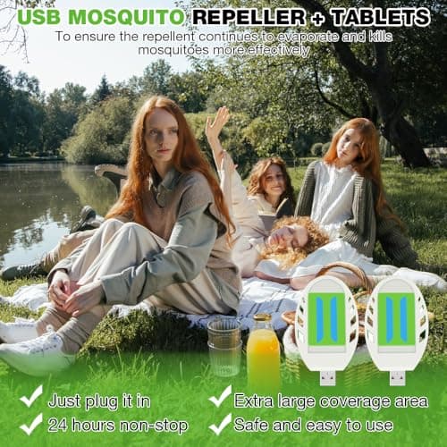 KUWUNG 2pcs USB Mosquito Repellent Plug In 90 Tablets, USB mosquito killer, Portable Usb Electrical Mosquito Repellent Killer Hiking Outdoor Summer Home Insect Repellent mosquito plug in travel — view 6