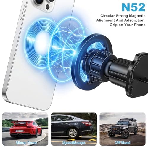Ainiv Magnetic Phone Holder Car, 360° Rotatable Air Vent Magnetic Phone Holder Compatible With iPhone 17/16/15/14/13/12 Full Series with Metal Plates in Car Dashboards, Air Vents, and Desks — view 5