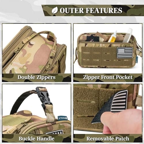 PAVILIA Tactical Toiletry Bag for Men, Water Resistant Molle Military Dopp, Camo, L, Military — view 4