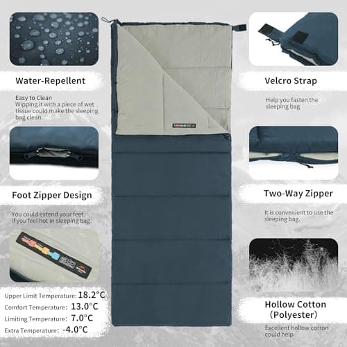 Naturehike Sleeping Bags for Adults, Lightweight Rectangular Spliceable 3 Season Sleeping Bag, for Outdoor Camping, Hiking Navy Blue — view 3