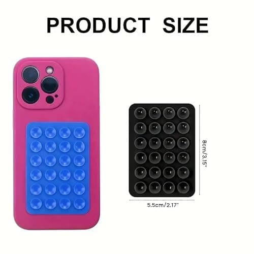 Silicone Sticky Suction Pad Phone Holder – Reusable Anti-Slip Grip Mount for Car, Desk, Wall, or Dashboard, Strong Suction Phone Stand (red) — view 5