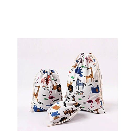 Amoyie Cotton Drawstring Bag 3pcs, Kids Storage Bag, Fabric Organiser Pouch — view 3