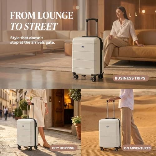 LUGG 20-Inch Jetset Lightweight Cabin Suitcase, ABS Hard Shell, Water-Resistant Carry-On Luggage, TSA-Approved Lock, 4 Spinner Wheels, 3-Step Telescopic Handle, EasyJet Overhead, 55 x 35 x 23 cm — view 4