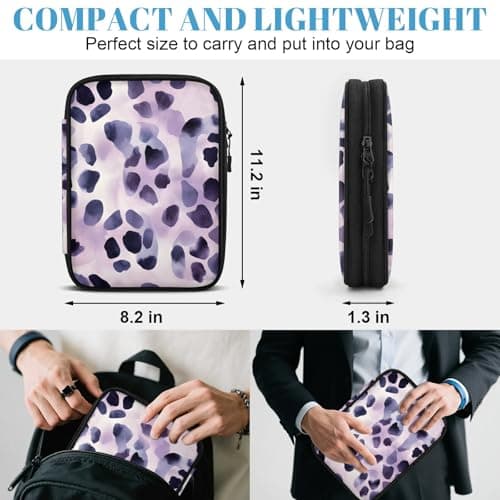 Mintoprints Leopard Print Travel Electronic Organizer Case, Wild Safari Skin Slim Cable Management Bag for Game Console & Accessories, Portable Double Zipper Pouch with Mesh Pockets & Elastic Straps — view 2