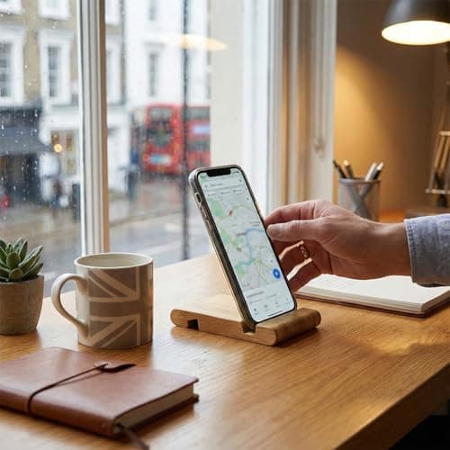 wellrun Portable Bamboo Mobile Phone Stand for Desktop,Double Groove Natural Wooden Tablet Holder,Desk Cell Phone Stand for iPad,All Smartphones — view 6