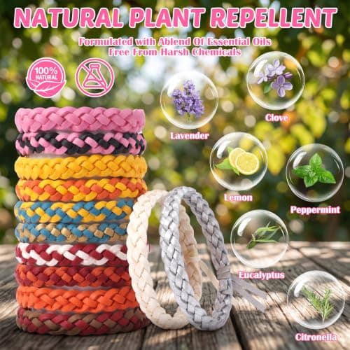 Mosquito Repellent Bracelet 12 Pack -Adjustable Plant Based DEET-Free Bands — view 3