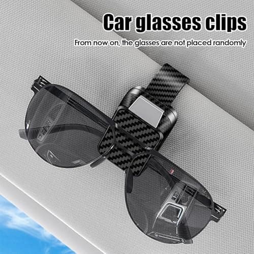 Key Cards Visor Accessories - Car Visor Sunglasses Holder Clip | Carbon Fiber Multi Functional Organizer | Car Accessory for Driving, Travel, Road Trips Glasses — view 4