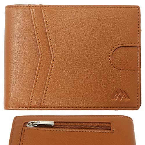 Men's Wallet RFID Blocking Ultra Slim Wallet Design, Durable Vegan Leather Travel Wallet - Credit Card Holder (Holds 10+ cards) - Minimalist Mini Wallet Design with Gift Box - Gift for Men (Brown)