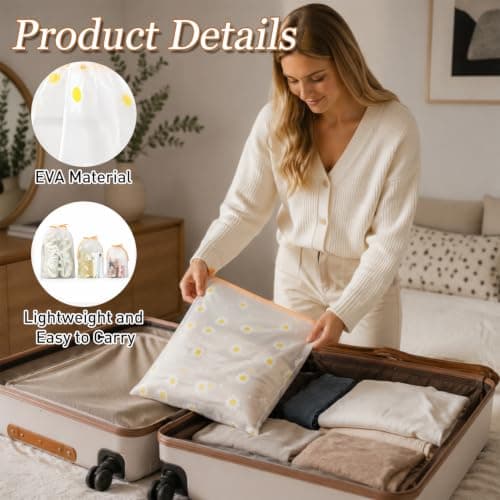 15 PCS Shoe Bags for Travel, EVA Shoe Storage Bags Dust Bag Set for Suitcase Wardrobe Gym and Holiday Packing (Daisy) — view 4
