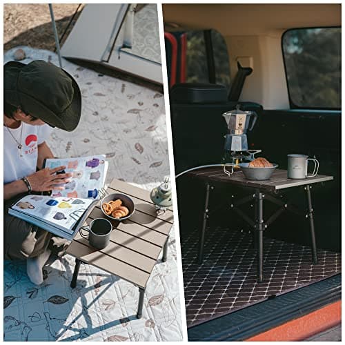 Naturehike Camping Table Folding Table Aluminium Portable Folding Chair Ultralight Camping Table Small Table for Garden Hiking Camping （Gold-S） — view 6