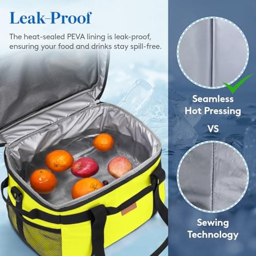 Lifewit 30L Cooler Bag with Liner, Large Insulated Picnic Bag, Apple Green — view 4