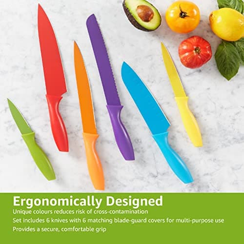 Amazon Basics 12-Piece Knife Set, Multicolor — view 3