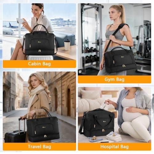 VSNOON Fits Easyjet Cabin Bag 45x36x20, 32L Travel Duffle Bag for Women — view 6
