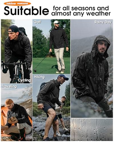 Outdoor Ventures Men's Waterproof Jackets Lightweight Windproof Raincoat — view 2