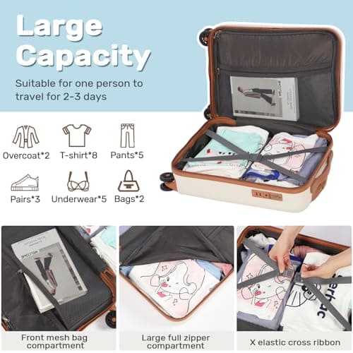 Tavoxda Cabin Suitcase 20 Inch ABS Hardshell Carry-on Luggage for Travel — view 6