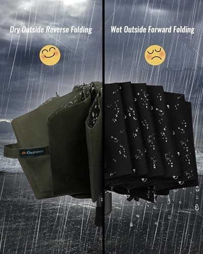 Chakipee Umbrella Windproof Strong Automatic Large Green Folding Umbrellas Travel Compact for Wind and Rain Resistant - Portable 210T Fabric - 10 Ribs Durable For Mens Women Umbrella — view 6