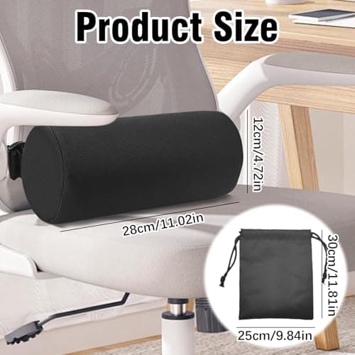 Memory Lumbar Roll Pillow Adjustable Cylindrica Foam Lumbar Support Cushion Removable Washable Cover 11 Inch Lumbar Support Pillow with Storage Bag for Office Chair Car — view 2