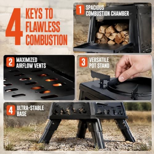 Rocket Stove Portable Wood Burning, Foldable Camping Stove for Backpacking — view 4