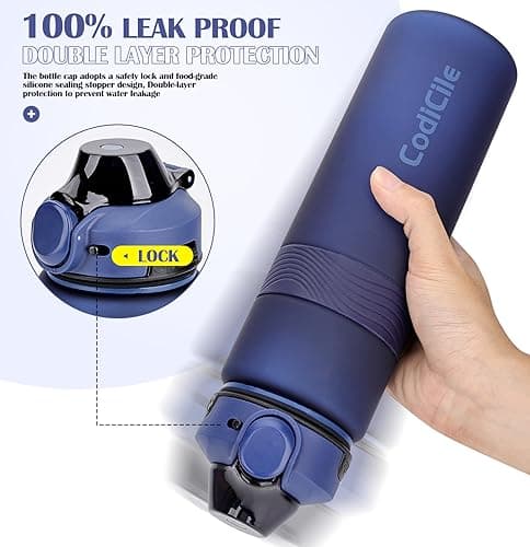 CodiCile Water Bottle, BPA Free 1l Water Bottle Leak Proof Drinks Bottle, Large Sports Bottle Great for Gym, School, Office and Travel (Navy Blue) — view 4
