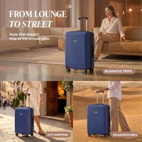 LUGG 24 Inch Jetset Suitcase Hard Shell Case 4 Wheel Travel Bag Lightweight ABS Material with TSA Lock Approved for Travel with easyJet, British Airways, RyanAir, Virgin Atlantic (65x44x25.5cm) — view 4