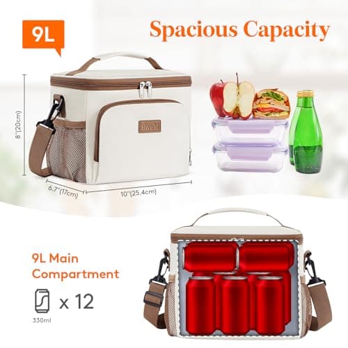 Lifewit 9L Insulated Lunch Bag for Men, Small Cool Bag for Lunch Box, Cream — view 3