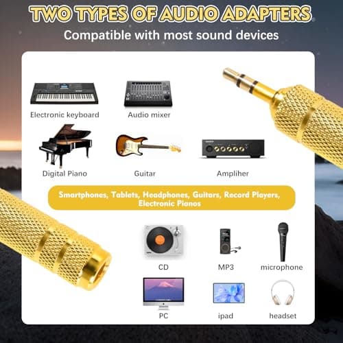 YHTCC 4 PCS Headphone Jack Adapters, Female & Male Adapter Each Two — view 3
