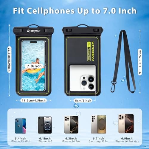 Rynapac Floating Waterproof Phone Pouch Up to 7", 2 Pack IP68 Dry Bag Case — view 6