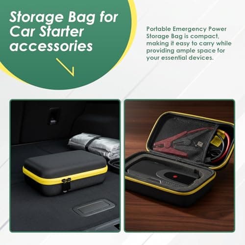 Gralara Hard Carrying Case for Car Jump Starter - EVA Protective Storage Bag with Handle, Shockproof Portable Organizer for Emergency Kit, Electronics (Case Only), Yellow Zipper — view 6