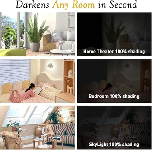 Blackout Blinds Stick on 300x145cm, 420D Blackout Curtain for Window, No Drill Film for Bedroom, Cut to Any Size, Portable Black Out Blinds for Travel Temporary, 12 Velcro, 18 Adhesive Tapes — view 4