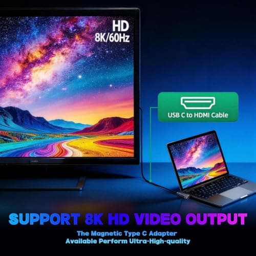 IVIVTOR USB C Magnetic Adapter 90 Degree 240 W USB-C Magnetic Adapter 24 Pin - Type C Magnetic Connector 80 Gbps 8K Fast Charge & Data Transfer for Laptop Tablet Mobile Phone Smartphones - Graphite — view 5