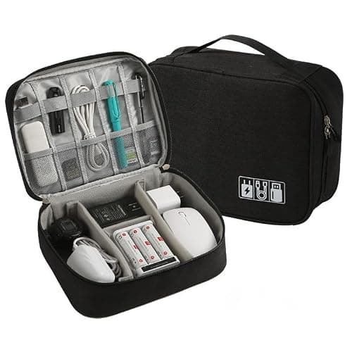 HCFGS Travel Cable Organiser Bag, Electronics Accessories Organizer Bag, Universal Carry Travel Gadget Bag for Cables, Power Bank,USB Drive, Charger Hard Disk (Black) — view 2