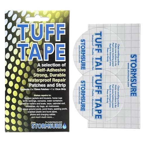 TUFF Tape Combo Pack - Tent Repair Tape with 15cm Strip and Two 75mm Round Patches - Waterproof, Flexible, Durable Repairs To Tents, Awnings, Groundsheets and More