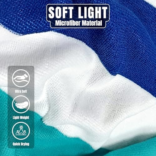 Ouxiaobai Large Oversized Beach Towel - Microfiber Sand Free 35 x 70 Inch Quick Dry Lightweight Pool Towel for Adults, Thin Striped Swim Towel (Turquoise) — view 5