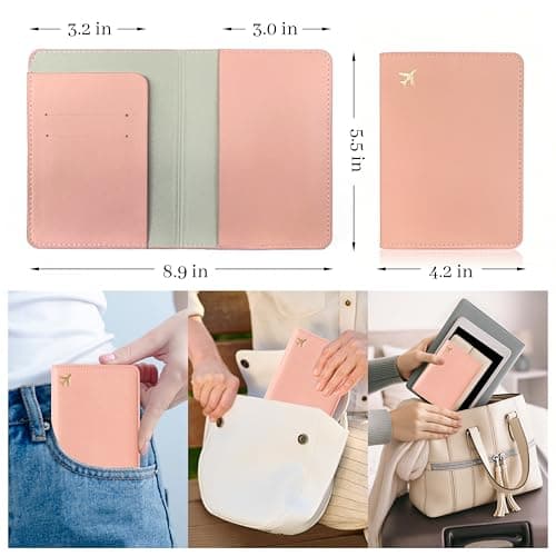 toTravelGear Passport Holder for Travel Essentials,RFID Blocking Passport Cover Case for Travel Accessories,Travel Wallet for Women Men, Pink, Compact — view 4
