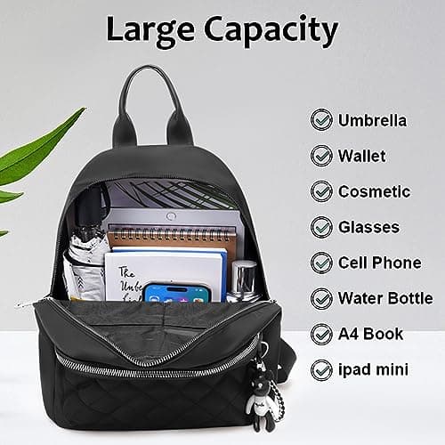 Aucuu Backpack Womens, Fashion Ladies Backpack, Lightweight Nylon Casual Rucksack, Small Daypack School Bag, Anti-Theft Travel Backpack for Women & Girls — view 3