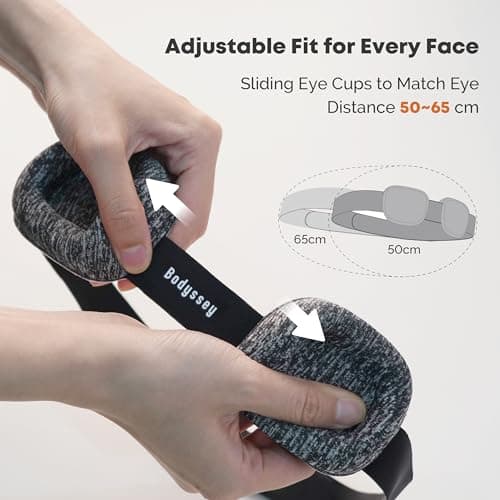 Bodyssey 3D Contoured Sleeping Mask – 100% Blackout, Zero Pressure, Adjustable Eye Cups, Ultralight Lash Friendly Eye Mask for Travel, Women & Men Side Sleepers, Adults Kids Sleep Aid Gift (Black) — view 5