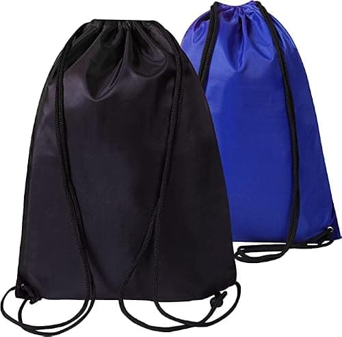WFX Drawstring Gym Bag 2PCS String Bags Gym Sack Backpack PE Bags for Women Men Trainer Swimming Bag Travel Beach School Holidays Suitable for Sports,kids,Boys,Girls (Black and Blue)