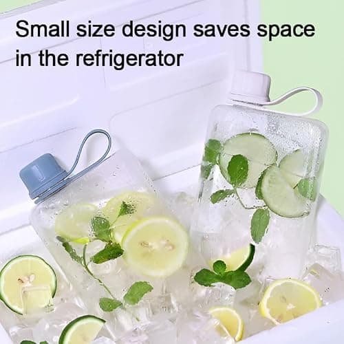 IDIDG Flat Water Bottle Travel Flask Portable 8.2 oz BPA Free Tritan Square Water Bottle Leakproof Slim for Purse Travel Pocket Sports Fitness (Blue, 8.2 OZ) — view 4