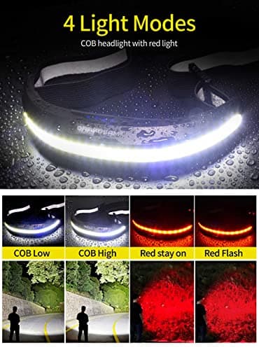DARKBEAM Head Torch USB Rechargeable LED Headlamp Hardhat Light, with Clip — view 3