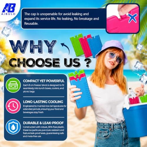 AIBULO Reusable Ice Packs – 16cm Freezer Blocks Pack of 2 for Cool Boxes, Lunch Bags, Coolers, and Picnic – Slim, Leakproof Ice Blocks for Travel, Camping & Outdoor Activities — view 6