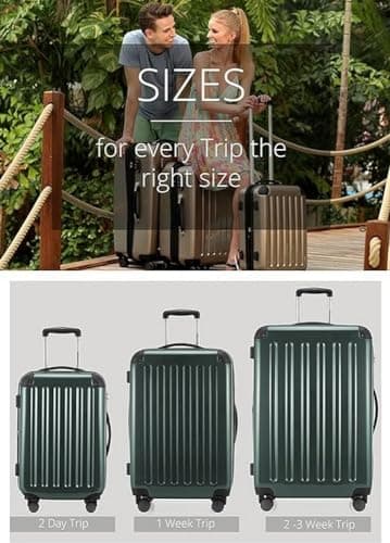 HAUPTSTADTKOFFER® · Three-Piece Hard-Side Suitcase Set DarkGreen high Gloss · Cabin Luggage 45 Liter (55 x 35 x 20 cm) + Suitcase 87 Liter (63 x 42 x 28 cm) + Suitcase 130 Liter (75 x 52 x 32 cm) — view 3