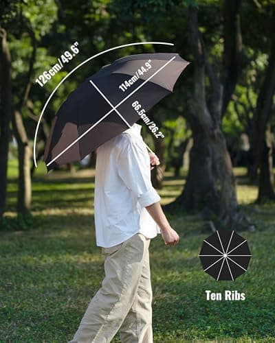 Chakipee Umbrella Windproof Strong Travel Compact Automatic Large Grey Folding Umbrellas for Wind and Rain Resistant - Portable 210T Fabric - 10 Ribs Durable For Mens Women Umbrella — view 2