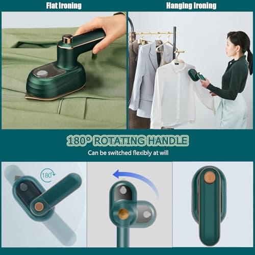 HOORayeah Travel Mini Steam Iron - 180° Rotating Foldable Handheld - Fast Heat Up - Lightweight Portable Steamer for Home Business and Travel — view 5