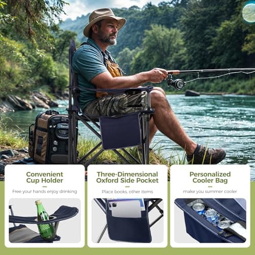 ALPHA CAMP Camping Chairs for Adults Camping Chairs for Heavy People, Blue — view 5