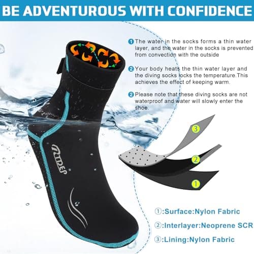 Rtdep Neoprene Socks, 3mm Wetsuit Sock, Swim Socks Women Men, Anti-Slip Thermal Swimming Socks, Water Sock for Diving Snorkeling Cold Water Swim Sea Sailing Kayaking（S） — view 4